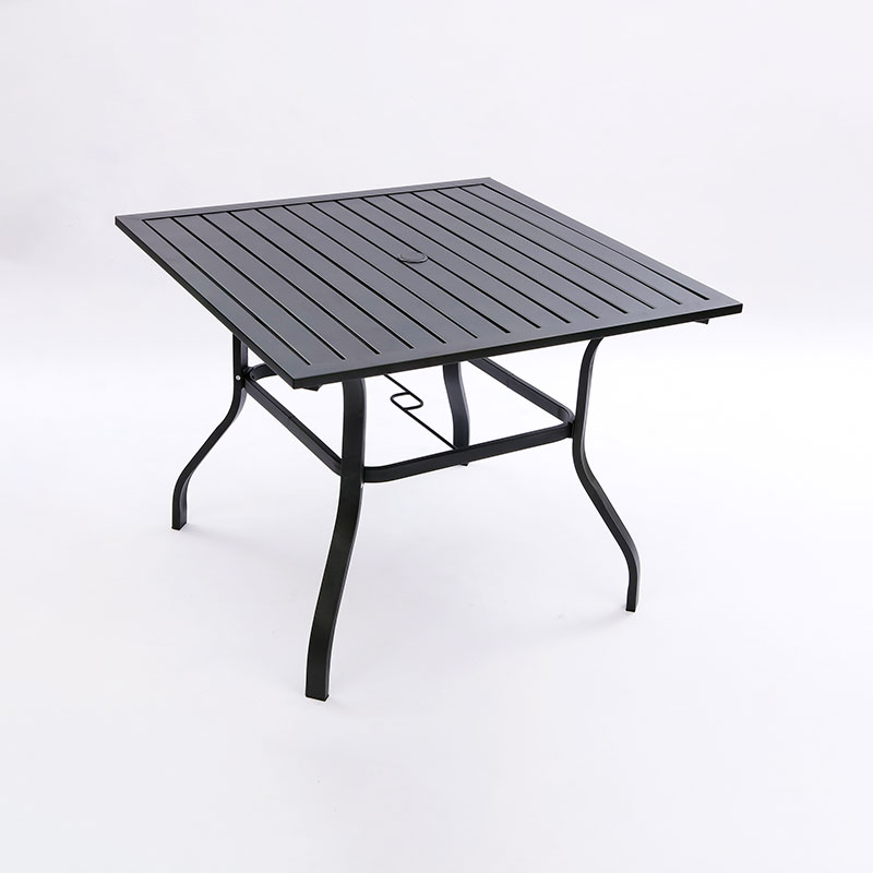 Waterproof and rust-proof square wrought iron table and chairs can be customized wholesale, reserved outdoor umbrella position