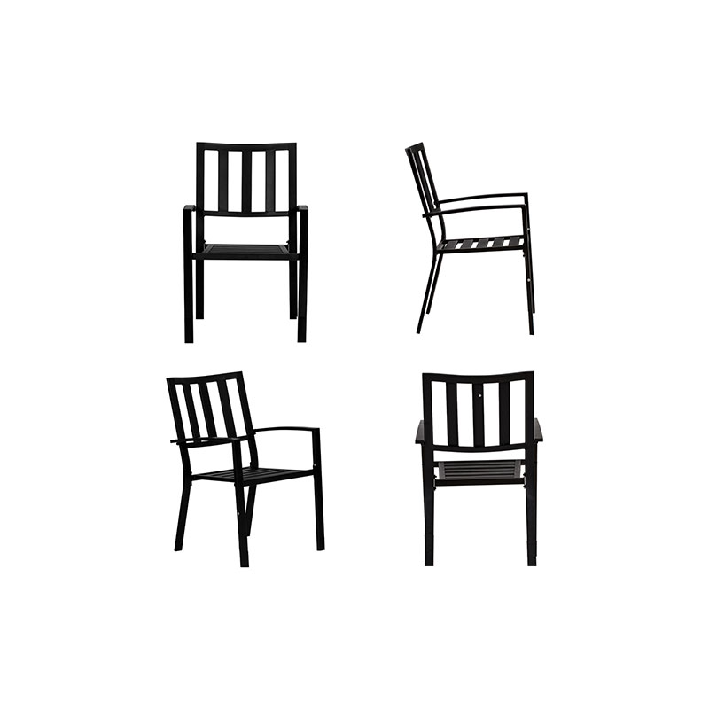 Simple striped leisure garden courtyard iron seven-piece table and chair combination