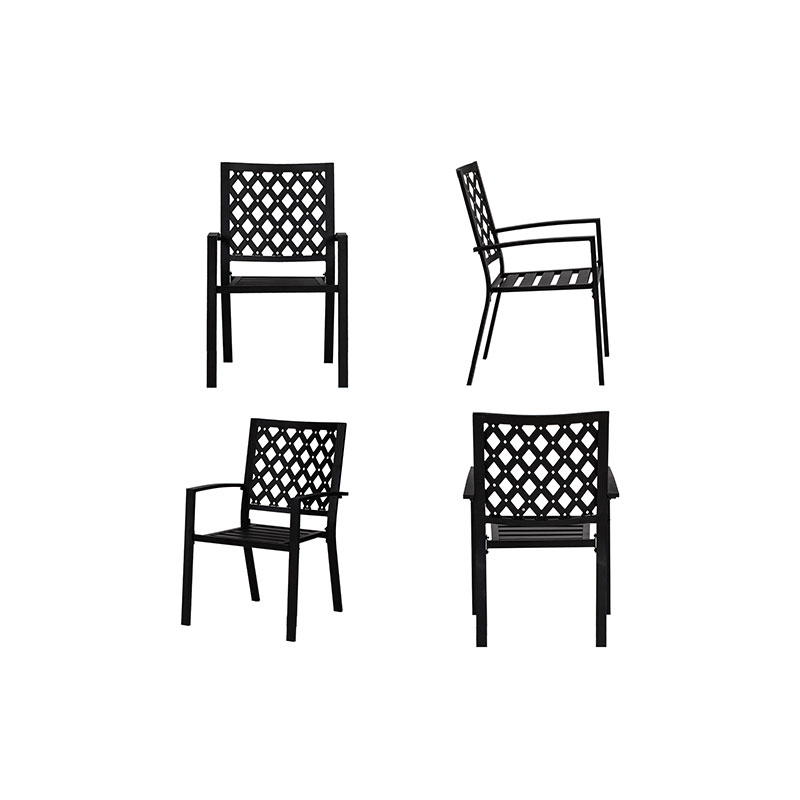 Terrace courtyard dining table and chairs diamond pattern iron seven-piece dining table and chair combination